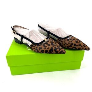 Sam Edelman NEW Cohen Slingback Leopard Calf Hair Point Toe Classic Comfort Flat